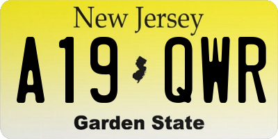 NJ license plate A19QWR
