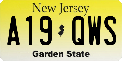NJ license plate A19QWS