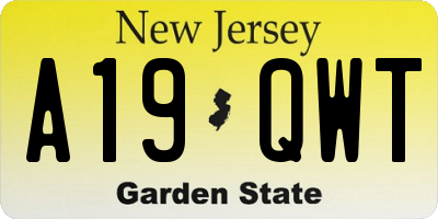 NJ license plate A19QWT