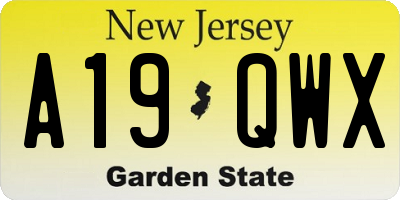NJ license plate A19QWX