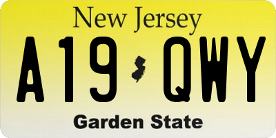 NJ license plate A19QWY