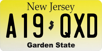 NJ license plate A19QXD