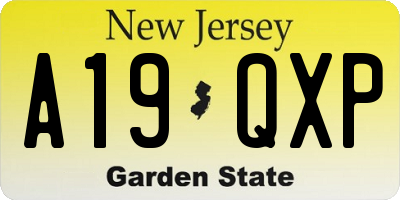 NJ license plate A19QXP