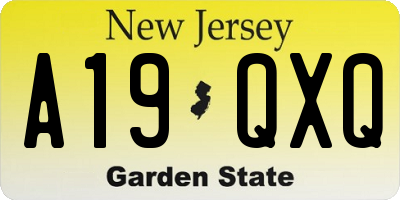 NJ license plate A19QXQ