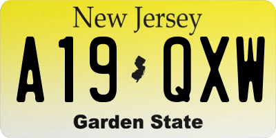 NJ license plate A19QXW