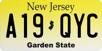 NJ license plate A19QYC