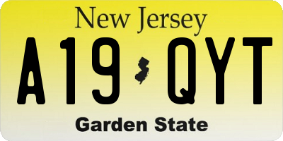 NJ license plate A19QYT