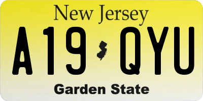 NJ license plate A19QYU