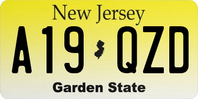 NJ license plate A19QZD