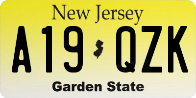 NJ license plate A19QZK