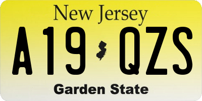 NJ license plate A19QZS