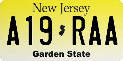 NJ license plate A19RAA