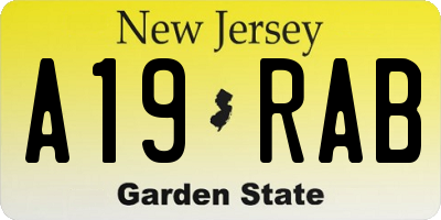 NJ license plate A19RAB
