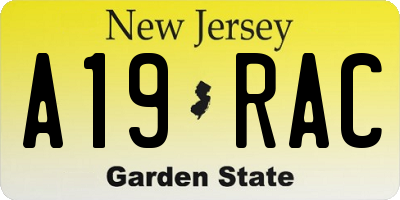 NJ license plate A19RAC