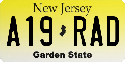 NJ license plate A19RAD