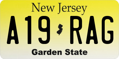 NJ license plate A19RAG