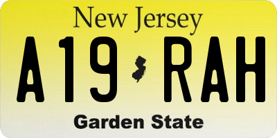 NJ license plate A19RAH