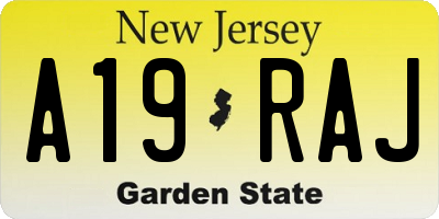 NJ license plate A19RAJ