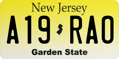 NJ license plate A19RAO