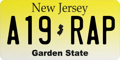 NJ license plate A19RAP