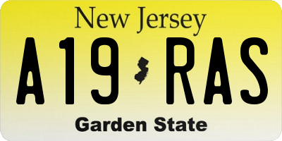 NJ license plate A19RAS