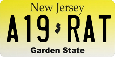 NJ license plate A19RAT