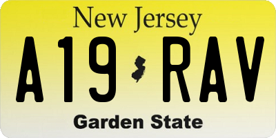 NJ license plate A19RAV