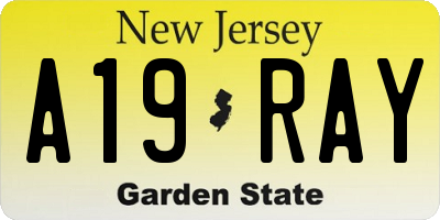 NJ license plate A19RAY