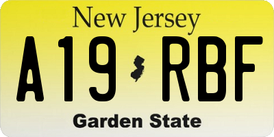 NJ license plate A19RBF