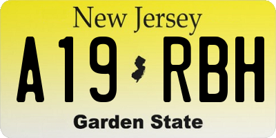 NJ license plate A19RBH