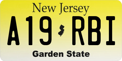 NJ license plate A19RBI