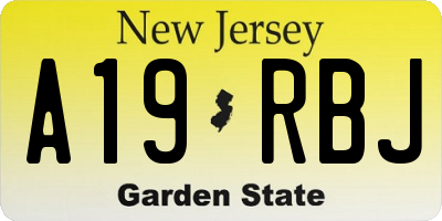 NJ license plate A19RBJ