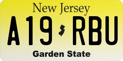 NJ license plate A19RBU