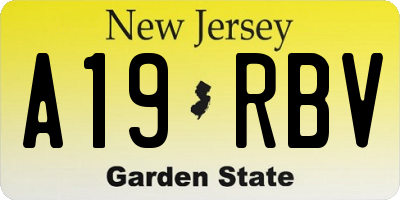 NJ license plate A19RBV