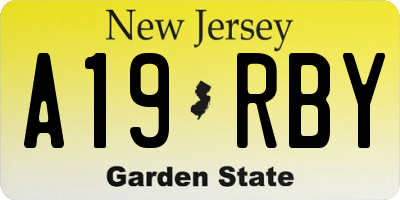 NJ license plate A19RBY