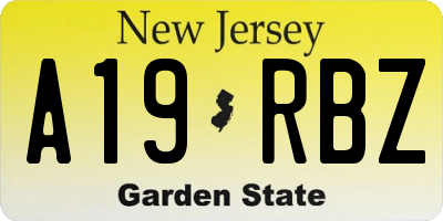 NJ license plate A19RBZ
