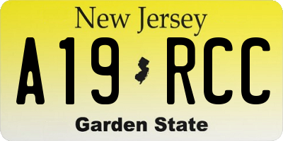 NJ license plate A19RCC