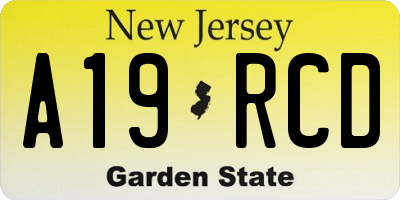 NJ license plate A19RCD