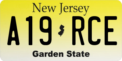 NJ license plate A19RCE