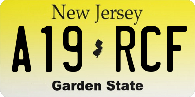 NJ license plate A19RCF