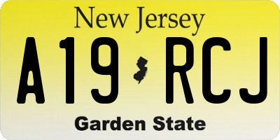 NJ license plate A19RCJ