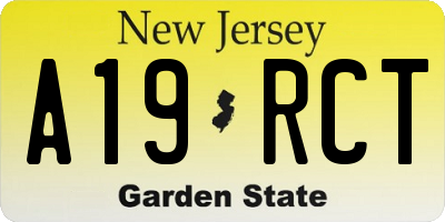 NJ license plate A19RCT