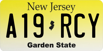 NJ license plate A19RCY