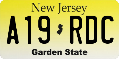 NJ license plate A19RDC