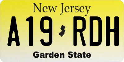 NJ license plate A19RDH