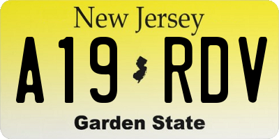 NJ license plate A19RDV