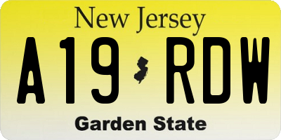 NJ license plate A19RDW