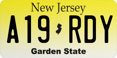 NJ license plate A19RDY