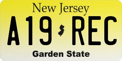 NJ license plate A19REC