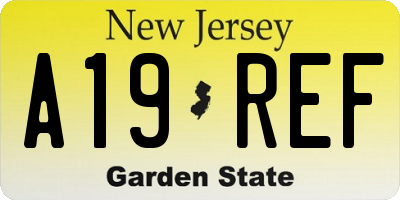 NJ license plate A19REF
